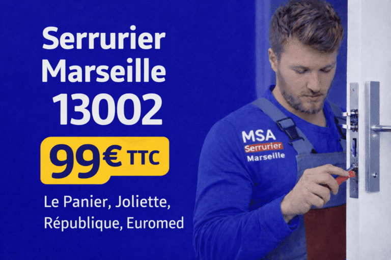 Serrurier Marseille 13002 intervenant pour une ouverture de porte claquée à 99€ TTC dans le quartier du Panier